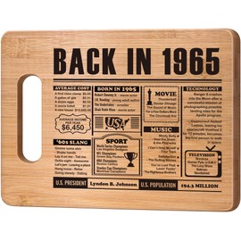 60th Birthday Gifts for Women Men,60 Year Old Birthday Gifts for Her Him,60 Years Gifts for Mom Dad Grandparents Wedding Anniversary,Back In 1965 60s Birthday Decorations Engraved Bamboo Cutting Board