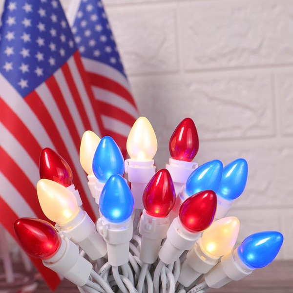ESOLTON Red White and Blue String Lights 50 LED C3