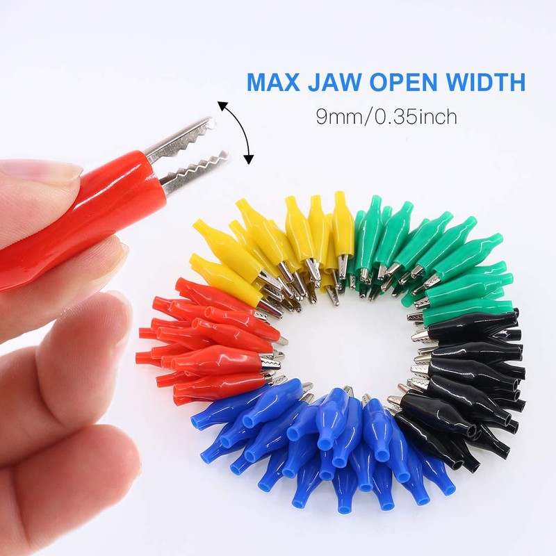 Glarks 100Pcs 1.1''/28mm Alligator Clips Crocodile Electrical Test Clamps Jumper