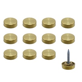 Rannb Decorative Mirror Screws Gold Cap Cover Nails 0.65"/16mm Cap Dia 304 Stainless Steel Screw Covers Caps Brushed -24pcs