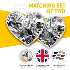 2 x Heart Stickers 7.5 cm - Silver Aluminium Foil Laptop Tablet Luggage Scrapbook #2061