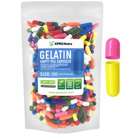 XPRS Nutra Size 00 Empty Capsules - 500 Count Empty Gelatin Capsules - Empty Pill Capsules - DIY Capsule Filling - Fillable Pill Capsules Empty Gel Caps (Multi Color)