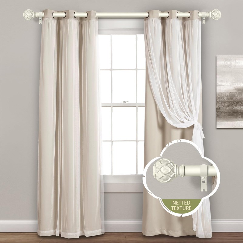 TANGWIN Antique White Curtain Rods for Windows 28 to 48