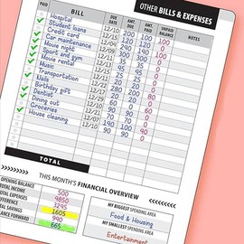 Monthly Bill Payment Tracker Notebook, 1 Count Bill Organizer & Planner  Book  for Budgeting Financial, Finance Checklist Organizer for Home Dormitory:_Black_1 Count