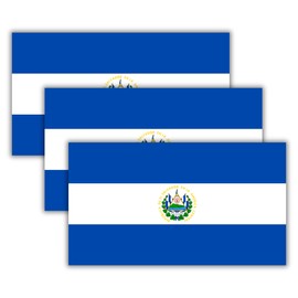 El Salvador Flag Vinyl Flag Stickers, Car Decals, Waterproof Indoor Outdoor, Laptop Stickers, Car Bumper, Salvadorian Flag, 5 x 3 Inches, Set of 3