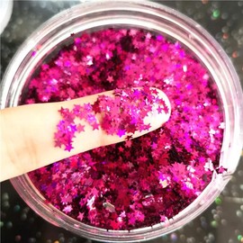 Tiny Stars Glitter Confetti 3mm Stars Glitter Laser Sequins for Party Decoration, DIY Crafts, Nail Art, Body Make up - 10g (Holographic Rose)