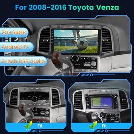 [2+64G] for Toyota Venza 2008-2016 Car Radio - 9 inch HD Touchscreen Android 13 Car Radio - Wireless Carplay & Android Auto, GPS, WiFi, Mirror Link, DSP+EQ, SWC + AHD Backup Camera