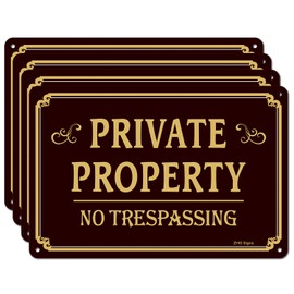 ZHGSERVU No Trespassing Signs 2-Pack, 12 x 8 Inches Private Property Sign Aluminum Brown Safety Sign, Metal No Trespass Sign Outdoor Use for Home Business Security Alert, Waterproof and UV Protected
