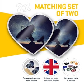 2 x Heart Stickers 7.5 cm - Satellite Dish Night Sky Laptop Tablet Luggage Scrapbook #3642