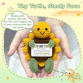 Thank You Appreciation Gifts for Women Men - Going Away Gift Inspirational Gift for Coworker Teacher Boss, Birthday Cheer Up Gifts for Mom Grandma Wife, Emotional Positive Support Crochet Turtle