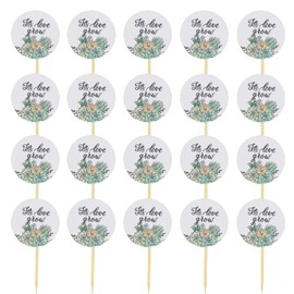 Let Love Grow Succulent Tags Wedding Favors, Greenery Succulent Wedding Favor Tag, Let Love Grow Favor Tags Sticks,Bridal Shower Favor Tag,Baby Shower Tag for Party Succulent Pots Decorations - 30pcs