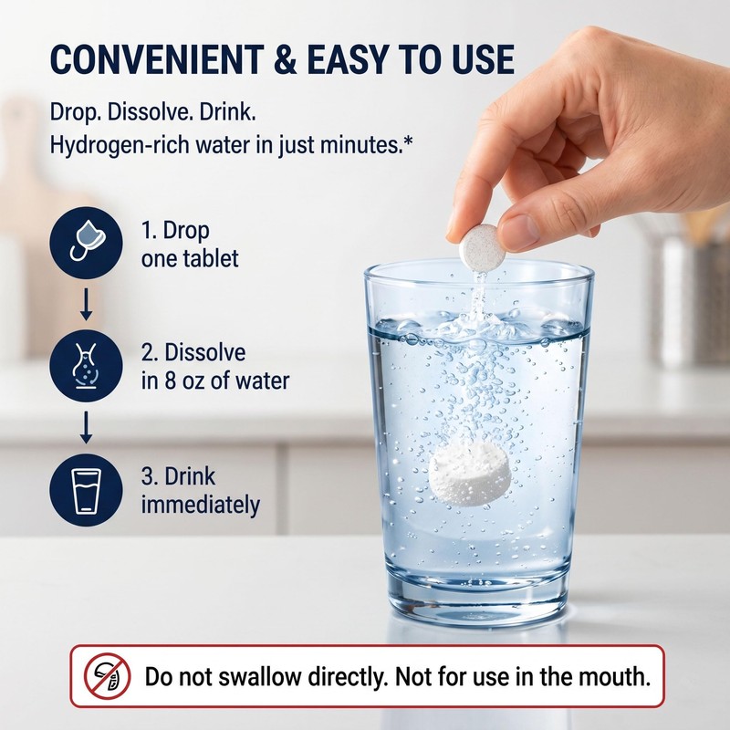 Hydrogen Tablets 120 Count, H2 Molecular Hydrogen Water Tablets with