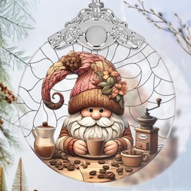 Stained Glass Suncatcher Ornament - Charming Gnome Christmas Decorations - Christmas Ornaments for Tree - Holiday Present Ideas - Gift Exchange