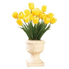 Collections Etc Springtime Tulip Bushel Artificial Maintenance-Free Bouquet Bush - Set of 3, Yellow