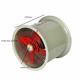 PIAOCAIYIN Explosion Proof Exhaust Fan, Pipeline Exhaust Fan, 12" Pipe Spray Booth Exhaust Fan, Crawl Space Fan, Explosion-Proof Axial Fan Cylinder, Explosion Proof Fan for Factories
