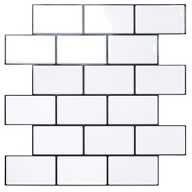 STICKGOO 10-Sheet Peel and Stick Backsplash, White Subway Tile Stick on Backsplash for Kitchen (Thicker Design)
