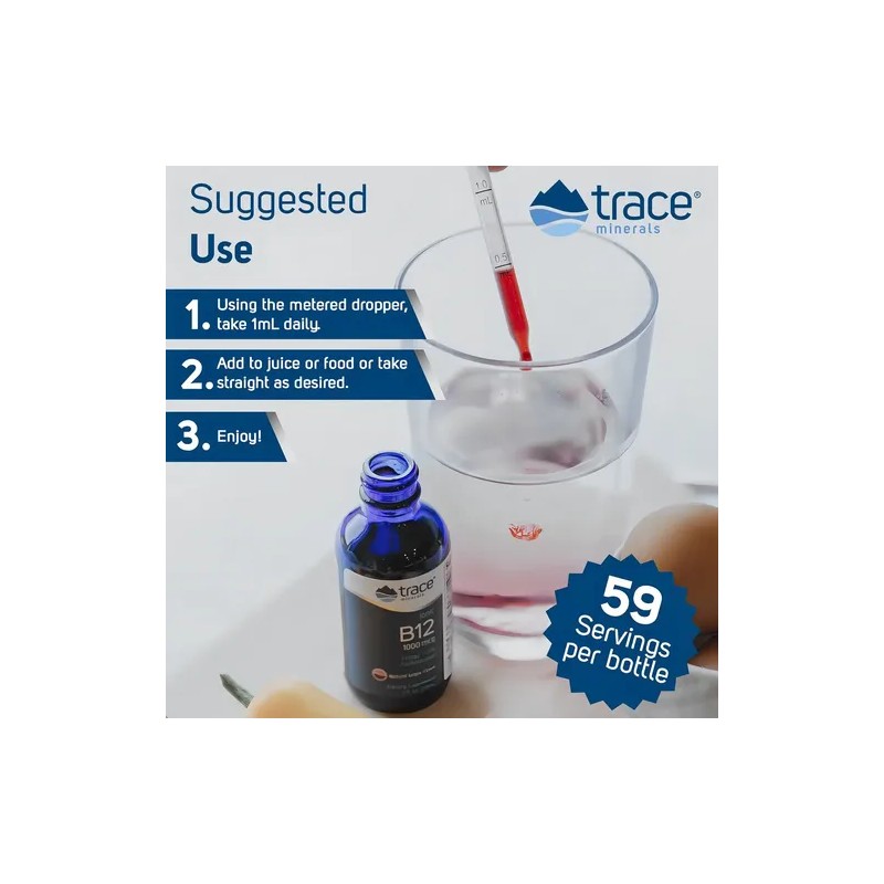 Suplemento Trace Minerals Vitamina B12 Líquido para el Metabolismo y