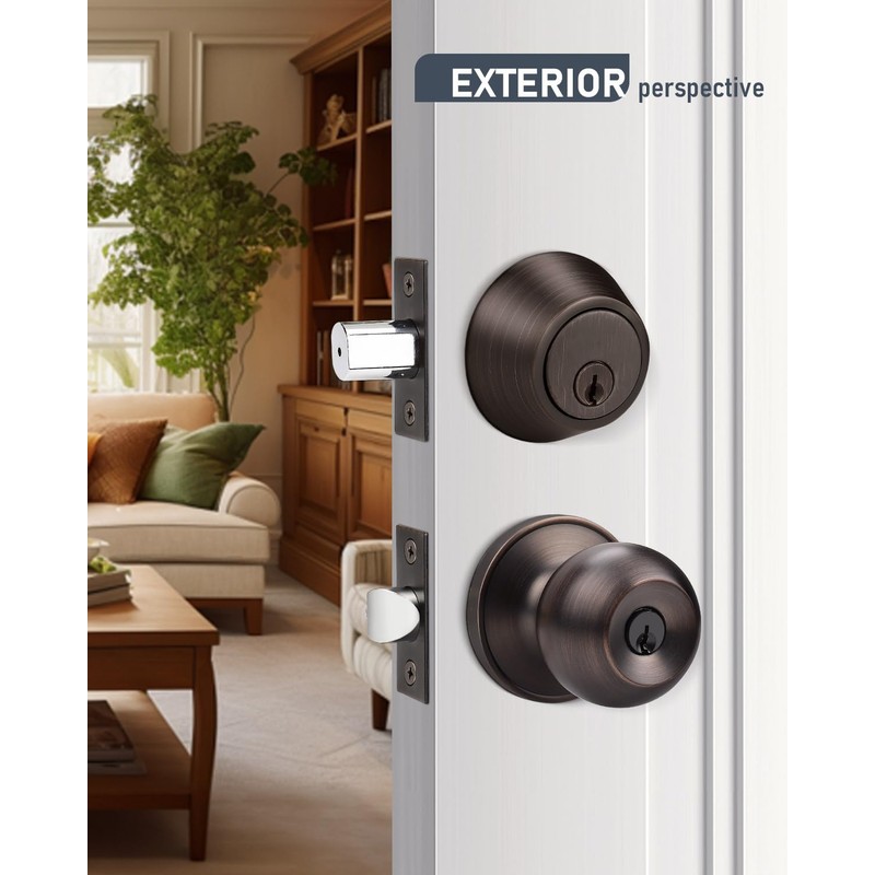 Brotima 3 Pack Entry Door Locksets with Single Cylinder Deadbolt,