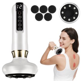 Electric Cupping Device, Intelligent Cupping Massager, Infrared, 12 Gears, Adjustable Electric Guasha Device, Anti Cellulite Vacuum Massager, Reduces Muscle Pain (White)