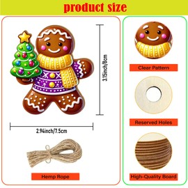 36PCS Wooden Gingerbread Man Ornaments - 12 Unique Festive Designs for Christmas Tree & Holiday Decor