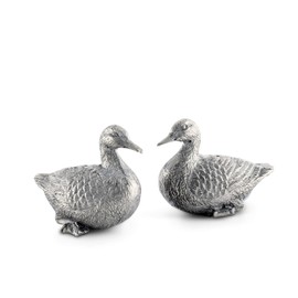 Vagabond House Pewter Duck Salt and Pepper Shaker Set Heirloom Quality Solid Metal S/P Shaker 2 inch Tall