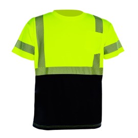 VENDACE 3pcs Safety T Shirts Reflective High Visibility Hi Vis Short Sleeve Construction Work Shirts for Men (Yellow,L)