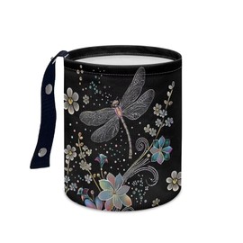 Darisoco Dragonfly Trash Can for Car Car Garbage Can for Back Seat Leak Proof with Adjustable Buttons Car Accessories for Women Interior