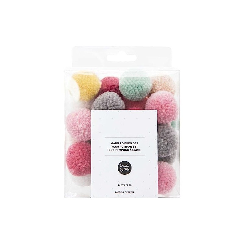 Yarn Pompom Set Pastel Mix: 24 Pompoms