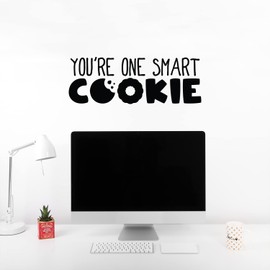 Vinyl Wall Art Decal - You're One Smart Cookie - 8.9" x 25" - Modern Inspirational Funny Quote Sticker for Home School Office Kitchen Kids Room Bedroom Classroom Decor (Black)