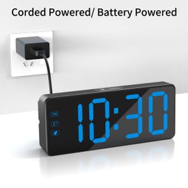 KWANWA Small Digital Clock, Alarm Clock for Bedroom, Large Big Numbers Display with Brightness Dimmer, Upgrade Bigger Setting Buttons, Auto-dim Night Mode, Electric Bedside Desk Clock, 12/24H, Snooze