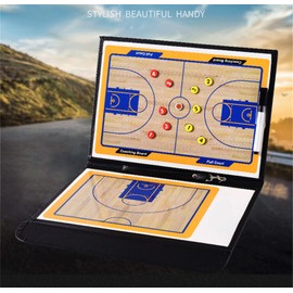 Holzsammlung Basketball Tactics Board Coach Board, Magnetic Strategy Coaching/Coaches Clipboard with Eraser Marker Pen and Magnets, Tactical Folder Strategy Board for Training and Game Analysis