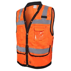 LOHASPRO Reflective Visibility Vest for Men, Class 2 - Mesh Construction, Pockets (Orange, 2X-3X)