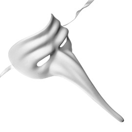 ILOVEMASKS Zanni Long Nose Venetian Mardi Gras Mask Full Face Masquerade - White