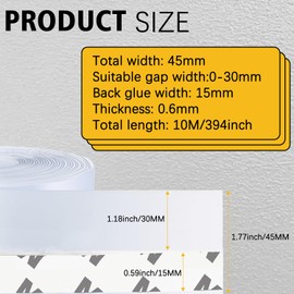 32FT 45MM Weather Stripping Door Seal, Silicone Glass Shower Door Seal Strip, Sealing Sticker Sealing Tape for Door Draft Stopper Adhesive for Doors Windows and Shower Glass Gaps, Transparent