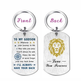 EE&YU to My Godson Gifts - Love and Proud Adult Godson Birthday Baptism Graduation Fathers Day Keychain from Godparents