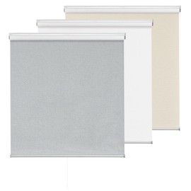 ChrisDowa Cordless 100% Blackout Roller Shade, with Striped Jacquard, Thermal Insulated, UV Protection Fabric, Total Blackout Blinds for Window, French Doors, Home and Office. Light Grey, 46"W x 72"H