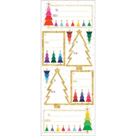 Jillson & Roberts Christmas to/from Gift Label Stickers with Foil Accents, Rainbow Trees (12 Sheets)