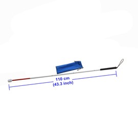 Aluminum Mobility Folding Cane for The Blind (Folds Down 5 Sections) (110cm (43.3inch)-Black Handle)