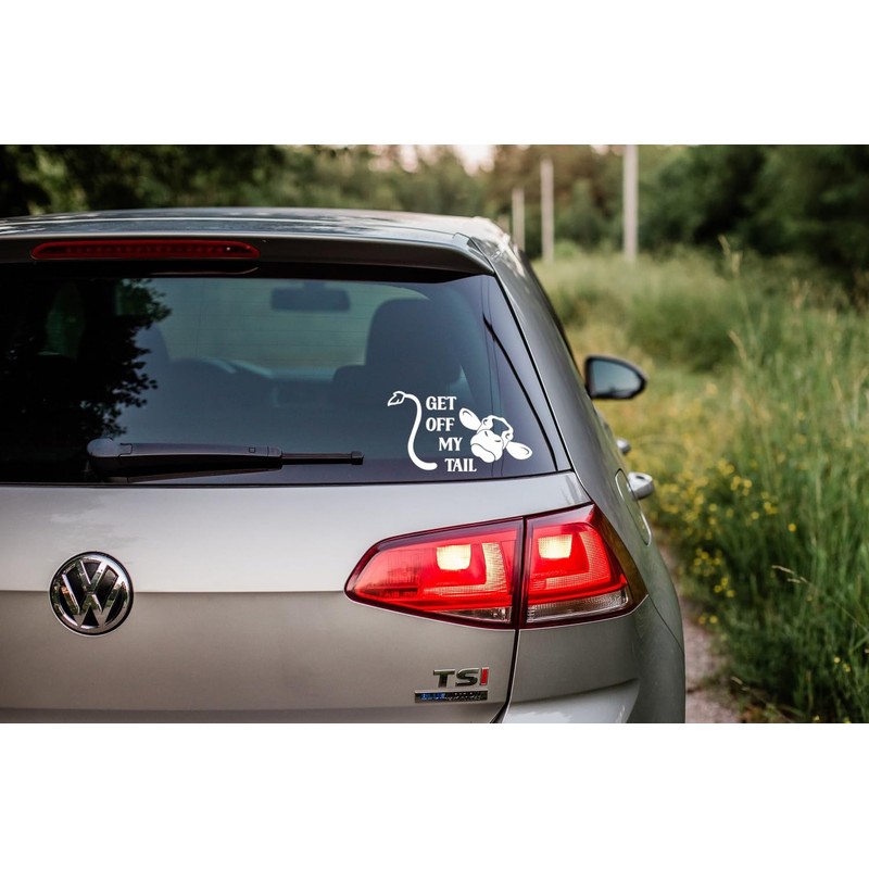 Get Off My Tail Cow Funny Car Bumper Sticker -