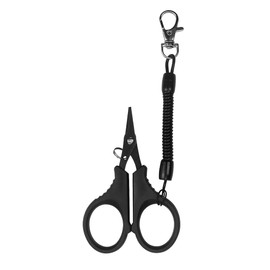 NYGHMY 1 Pcs Stainless Steel Fishing Scissors - Black Titanium Coated Braid Cutter, Braided Line Cutter with Hook & Retractable Lanyard