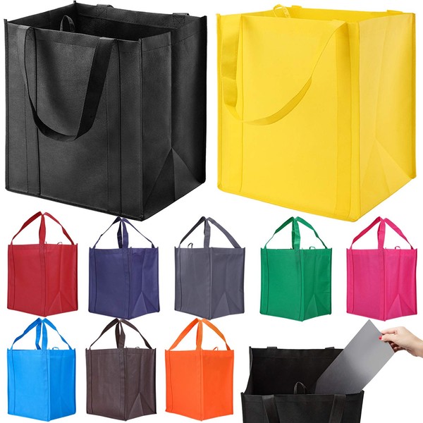 NERUB 10 Pack Reusable Reinforced Handle Grocery Bags - Heavy