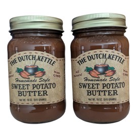 The Dutch Kettle Amish Homemade Jam & Jelly – Two Pack (18 oz Jars) – Non-GMO, Preservative-Free, Traditional Recipe – Multiple Flavors Available (Sweet Potatoe Butter)