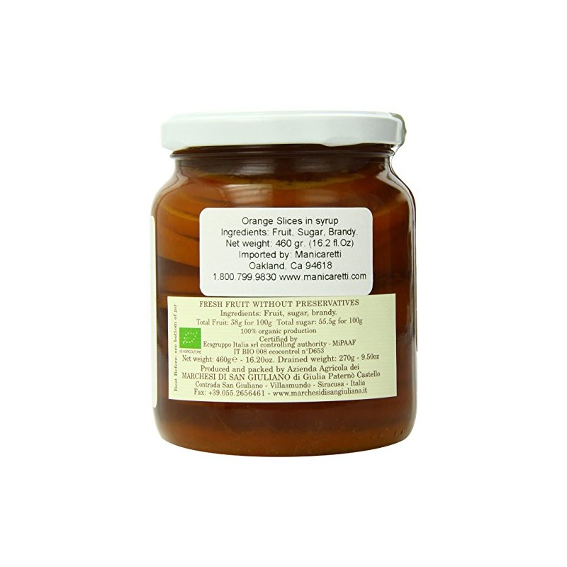 Marchesi Di San Giuliano Sliced Sicilian Oranges in Syrup, 16.2