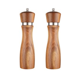 Nedyfix 2Pcs Acacia Wood Salt and Pepper Grinding Machine, Durable Ceramic Grinding, Manual Steel Ring Grinding Machine with Adjustable Thickness