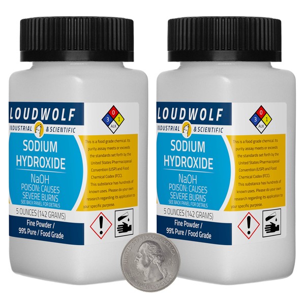 Loudwolf Sodium Hydroxide Lye Caustic Soda/Fine Powder / 10 Ounces / 99% Pure/Food Grade/Ships Fast from USA