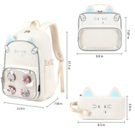 Imyth New Backpack for Teen Girls School Gift Bookbag Lunch Box Pencil Bag 3 in 1 Set Cute Cat