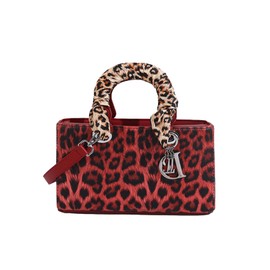 CORIOS Leopard Print Handbag Women's PU Leather Shoulder Bag Waterproof Shoulder Bags Fashion Messenger Bag Handbag Elegant Tote Bag Carry Bag Work Travel Handbag, Red M, hobo