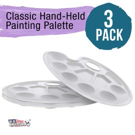 U.S. Art Supply 10-Well Plastic Artist Painting Palette (Pack of 3) - Paint Color Mixing Trays - Art Students, Classroom, Class Craft Projects, Party Events - Acrylic, Oil, Watercolor, Tempera