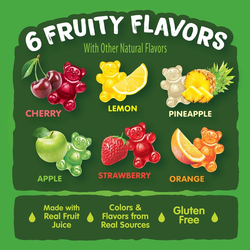 Black Forest Gummy Bears Candy, Made With Real Fruit Juice,