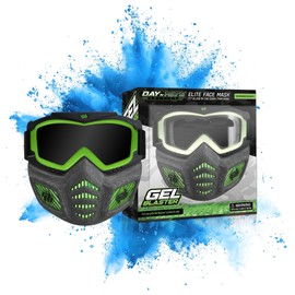 Gel Blaster Elite Face Mask - Luminous Tactical Face Mask in the Dark, Removable Safety Glasses & Adjustable Headband, Ventilated Jaw Frame Fits All Face Types - from 14 Years